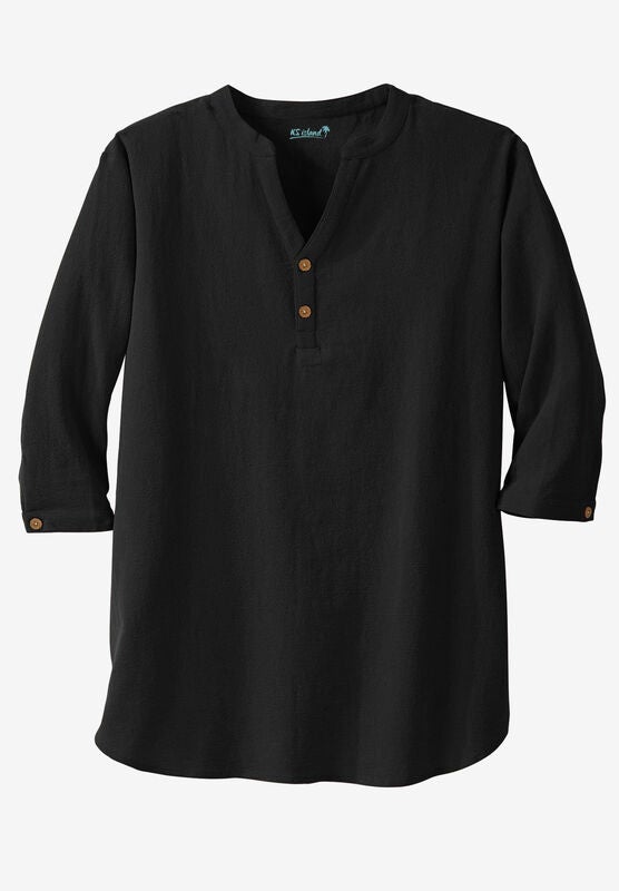 KingSize Mens Big & Tall Gauze Lace-up Shirt KingSize Mens Big & Tall Gauze Lace-up Shirt